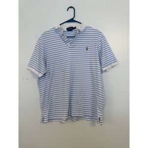 Polo Ralph Lauren Classic Fit Striped Short Sleeve Polo Shirt Mens L READ